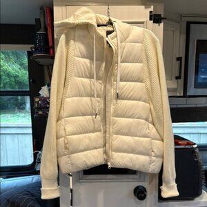 Women's Cream Hooded Puffer Jacket